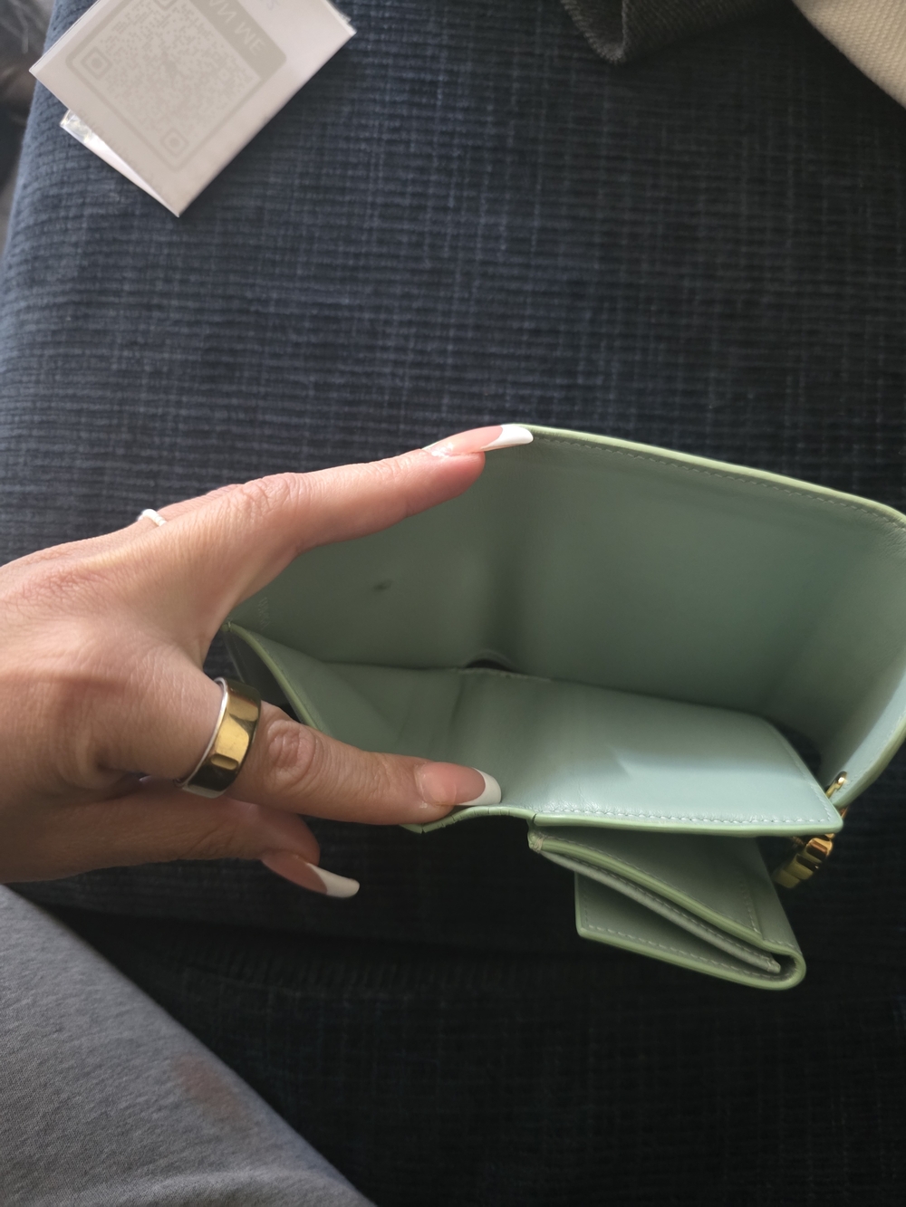 Celine Triomphe Embossed Croc Wallet in Light Green - Picture 7 of 16